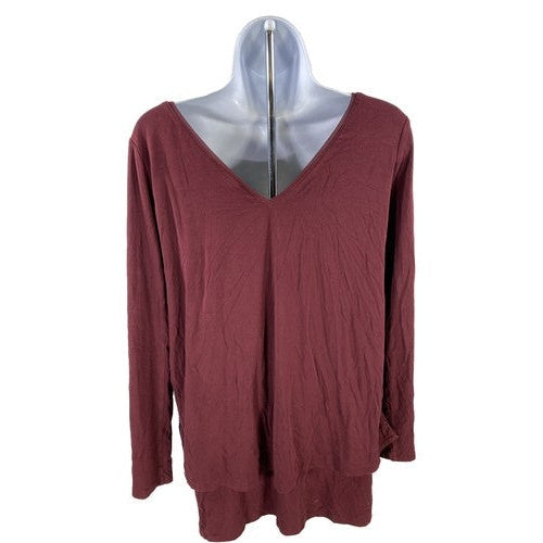 White House Black Market Women's Red Layered Boat Neck Top - XS image 2