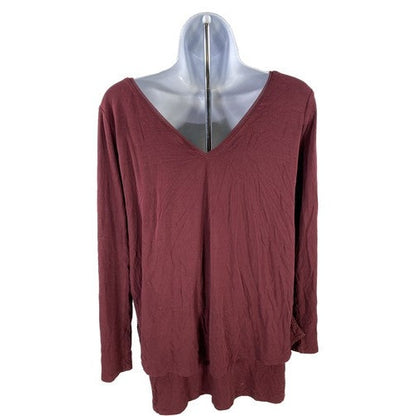 White House Black Market Women's Red Layered Boat Neck Top - XS image 2