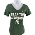 Nike Women's Green MSU Spartans Short Sleeve V-Neck T-Shirt - XS