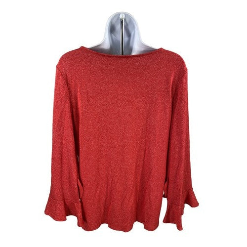 NEW Ann Taylor Women's Red Ruffle Sleeve Thin Knit Sweater - M image 2