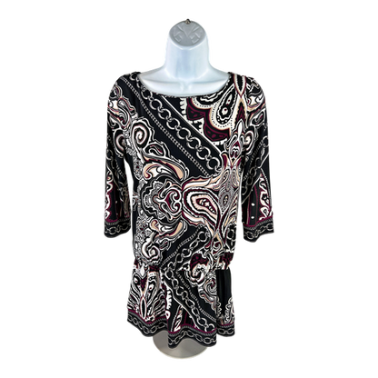 White House Black Market Women’s Black/Purple 3/4 Sleeve Tunic Blouse - XS