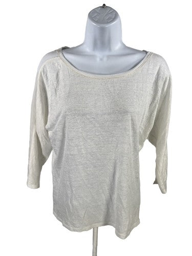 White House Black Market Women's White Sheer 3/4 Sleeve T-Shirt - XS