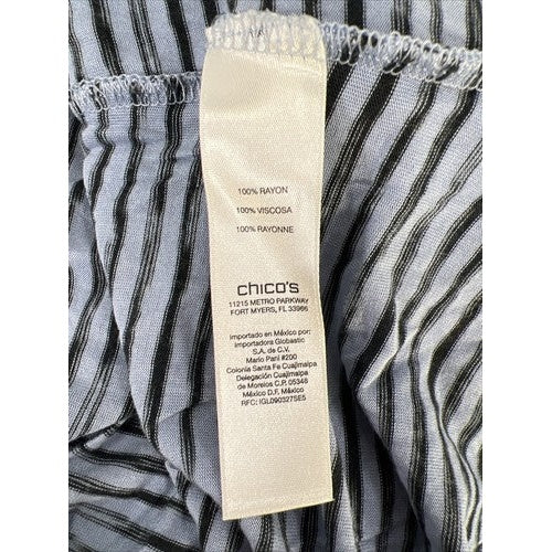 Chico's Women's Blue Striped Cap Sleeve Asymmetrical Top - 0/US S image 4