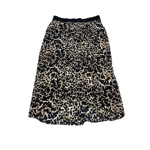 NEW Dressbarn Women's Brown Animal Print Midi Hi-Low Lined Skirt - XS