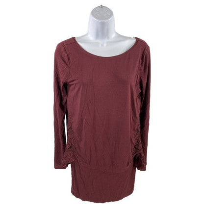 White House Black Market Women's Red Layered Boat Neck Top - XS