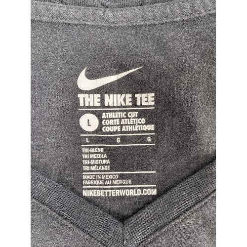Nike Women's Gray MSU College Playoffs V-Neck Athletic Cut T-Shirt - L image 3