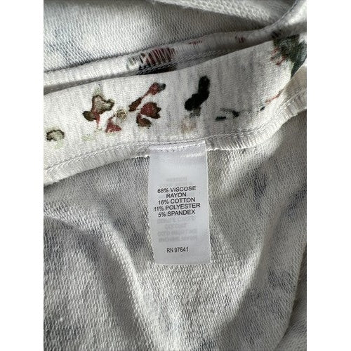 J. Jill Women's Ivory Floral Curved Hem Terry Knit Sweater - XS image 4