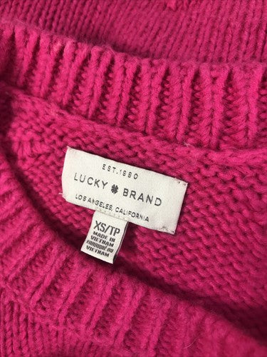 Lucky Brand Women's Pink Bobble Crew Neck Sweater Sz XS image 3