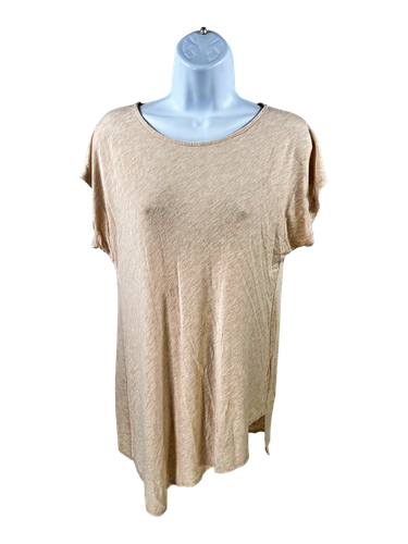 White House Black Market Women’s Beige Asymmetrical Cap Sleeve Top - S
