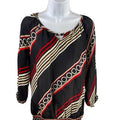 White House Black Market Women's Black Silk Sheer 3/4 Sleeve Blouse - S