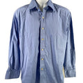 Michael Kors Men's Blue Cotton Long Sleeve Button Up Shirt - 34/35