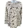 J. Jill Women's Ivory Floral Curved Hem Terry Knit Sweater - XS