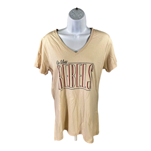NEW Gear Women’s Beige Ole Miss Rebels V-Neck T-Shirt - M