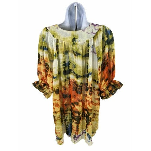 NEW Christopher and Banks Women's Multicolor Sheer Tie Dye Blouse - M image 2