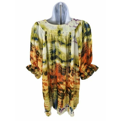 NEW Christopher and Banks Women's Multicolor Sheer Tie Dye Blouse - M image 2