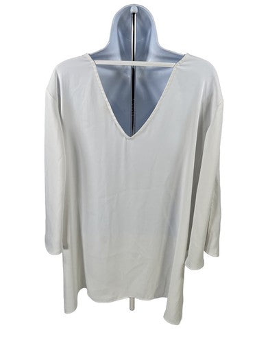 Chico's Women's White Open Back Sheer Top Slit Sleeve Flowy Blouse - 3/US XL image 2