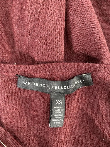 White House Black Market Women's Burgundy Red Cold Shoulder Sweater - XS image 3