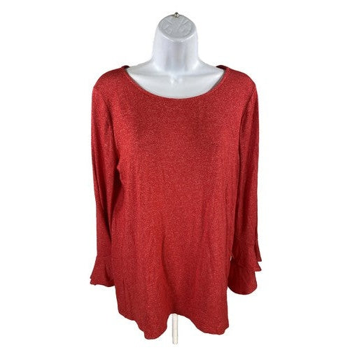 NEW Ann Taylor Women's Red Ruffle Sleeve Thin Knit Sweater - M