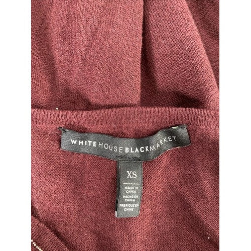 White House Black Market Women's Burgundy Red Cold Shoulder Sweater - XS image 3