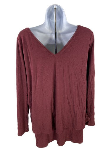 White House Black Market Women's Red Layered Boat Neck Top - XS image 2