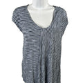 Chico's Women's Blue Striped Cap Sleeve Asymmetrical Top - 0/US S