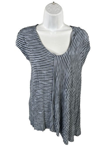 Chico's Women's Blue Striped Cap Sleeve Asymmetrical Top - 0/US S