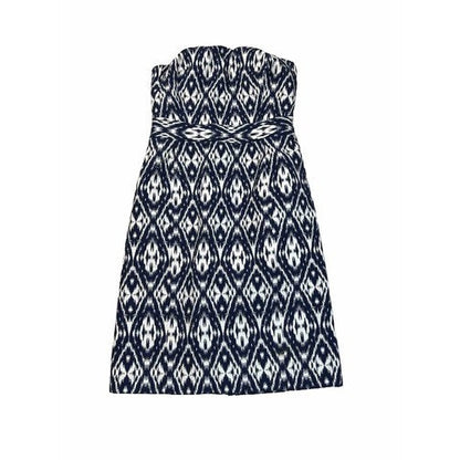 Banana Republic Womens Blue/White Strapless Fit and Flare Dress -0Petite