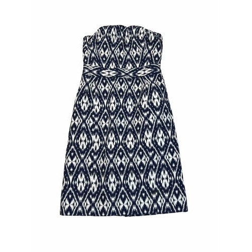 Banana Republic Womens Blue/White Strapless Fit and Flare Dress -0Petite