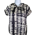 by Chico's Women's Black/White Short Sleeve V-Neck Silk Top Sz 0/S
