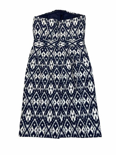 Banana Republic Womens Blue/White Strapless Fit and Flare Dress -0Petite image 2