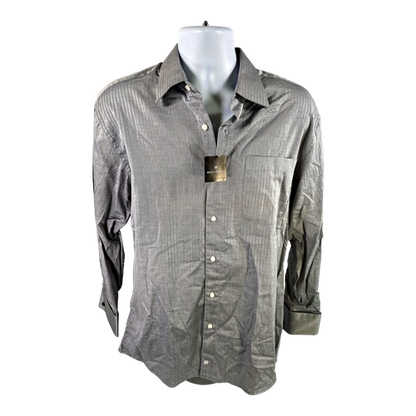 NEW Bacharach Men’s Gray Charcoal Button Up Shirt - 16