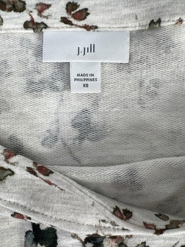 J. Jill Women's Ivory Floral Curved Hem Terry Knit Sweater - XS image 3