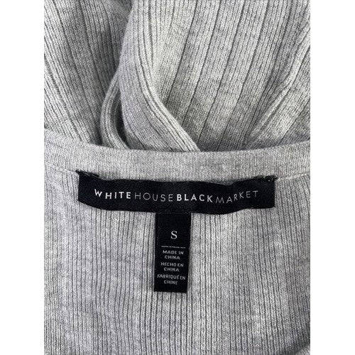 White House Black Market Women's Gray Ruffle Cold Shoulder Sweater - S image 3