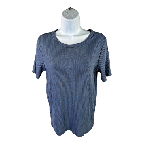 Lucky Brand Women’s Blue Ribbed Short Sleeve T-Shirt - L