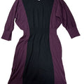 LOFT Women's Black/Purple 3/4 Sleeve Knee Length Sweater Dress - S