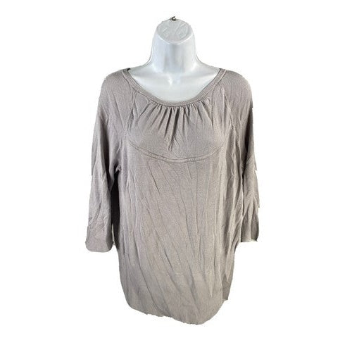White House Black Market Women's Purple Raglan Ruched Neck Sweater Sz L