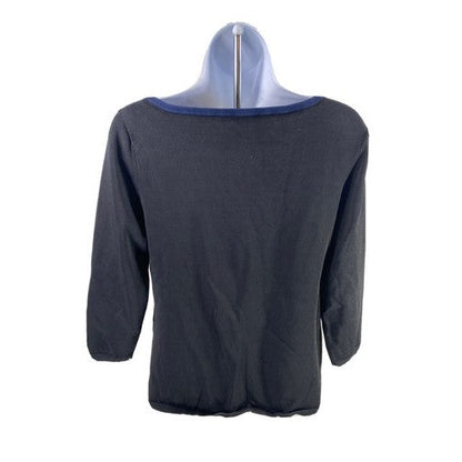 White House Black Market Women's Black Lace Up Hem Pullover Sweater - S image 2