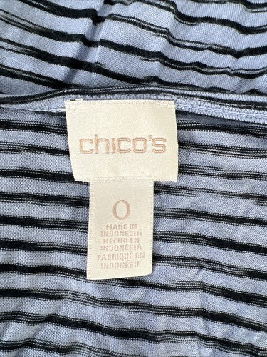 Chico's Women's Blue Striped Cap Sleeve Asymmetrical Top - 0/US S image 3