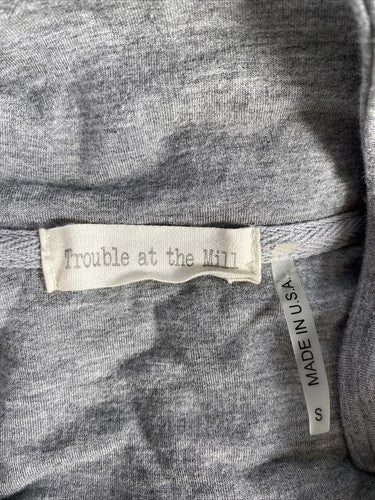 Trouble at the Mill Women's Gray Made in USA Full Zip Sweatshirt Sz S image 3