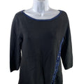 White House Black Market Women's Black Lace Up Hem Pullover Sweater - S