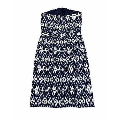 Banana Republic Womens Blue/White Strapless Fit and Flare Dress -0Petite image 2