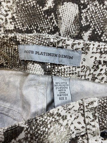 Chico's Platinum Women's Beige Snake Print Ankle Cropped Denim Jeans-2/12 image 3
