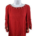 NEW Blue Rain Women's Red Bell Sleeve Blouse Top Sz XS