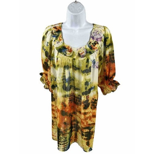 NEW Christopher and Banks Women's Multicolor Sheer Tie Dye Blouse - M