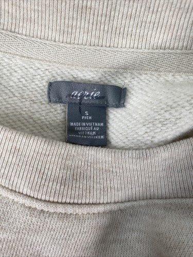 Aerie Women's Ivory Star Graphic Terry Knit Pullover Sweater Sz S image 3