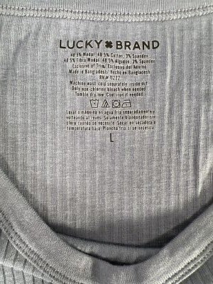 Lucky Brand Women’s Blue Ribbed Short Sleeve T-Shirt - L image 3