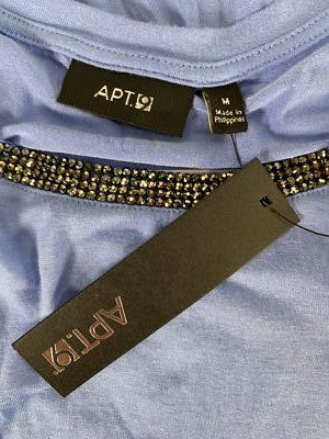 NEW Apt.9 Women’s Blue Rhinestone Trim Sleeveless Tank Top - M image 3
