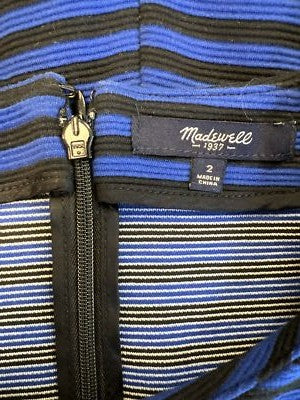 Madewell Women’s Blue/Black Striped Short Sleeve A-Line Dress - 2 image 3