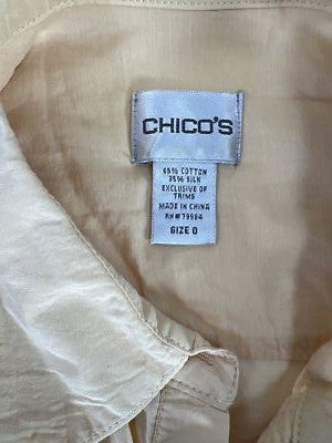 Chico’s Women’s Yellow Silk Blend Semi-Sheer Button Up Shirt - 0/US S image 3