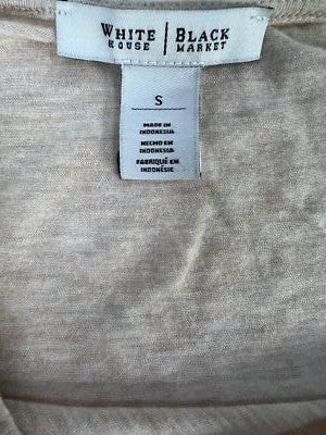 White House Black Market Women’s Beige Asymmetrical Cap Sleeve Top - S image 3